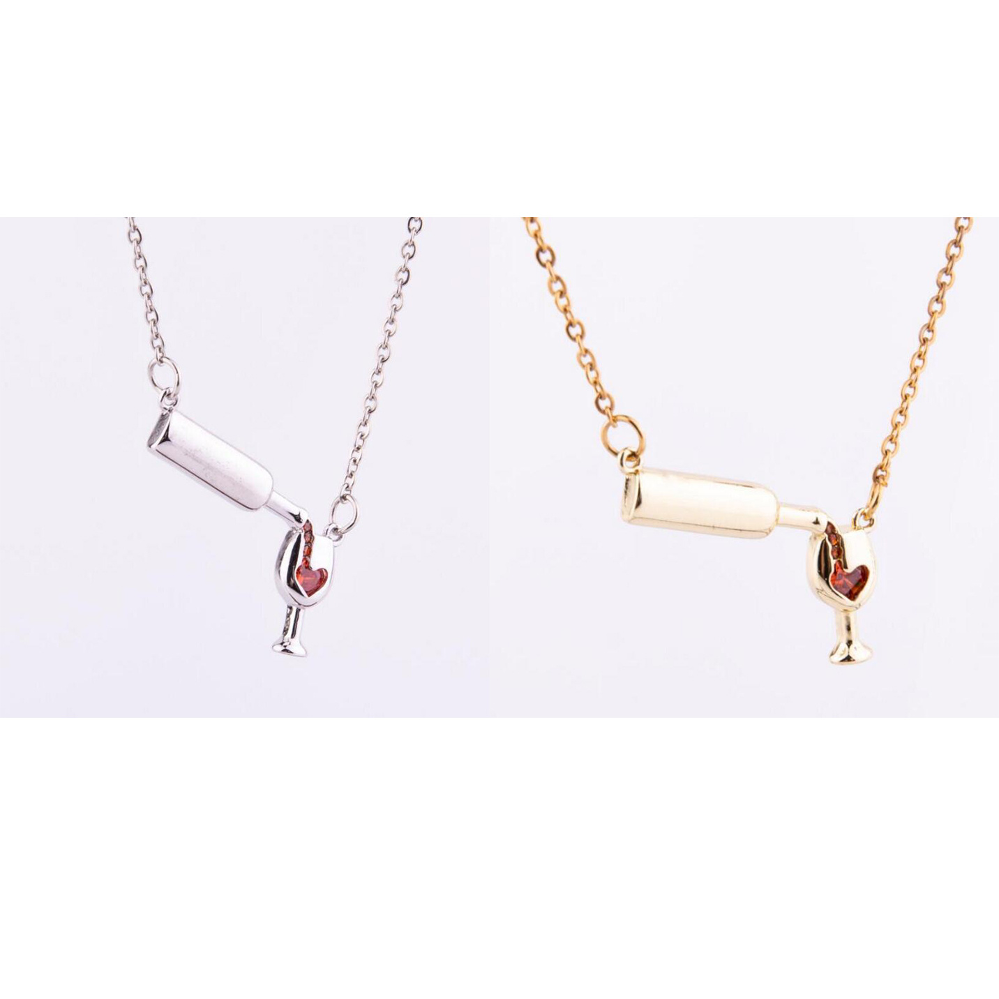 Wine Bottle Cup Pendant Necklace For Women Girls Wine Glass Necklace Love Cheers Chain Necklace Red Enamel Heart Necklace Christmas Birthday Jewelry Gifts For Wine Lovers - Image 8