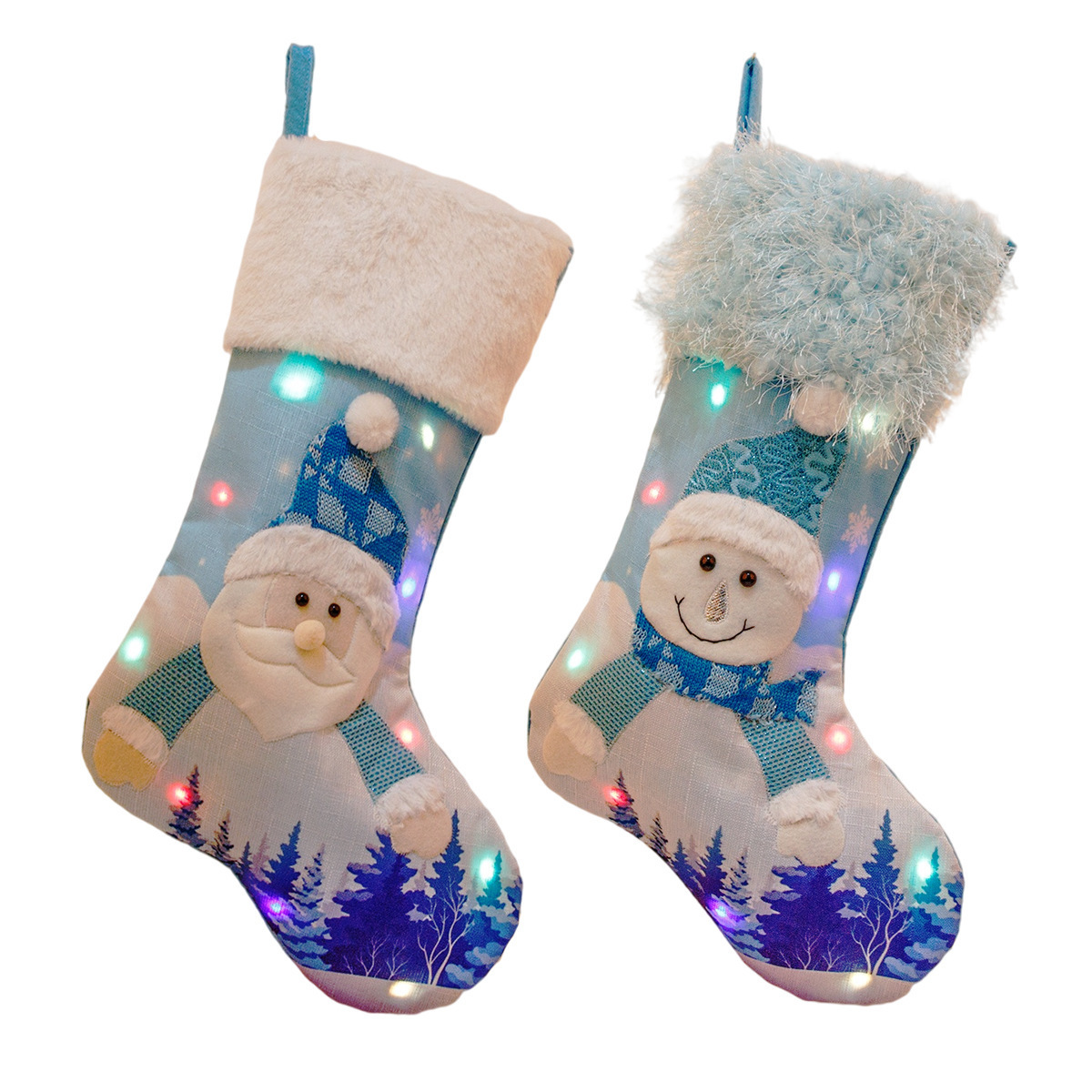 New Year Christmas Decor For Home Glowing Large Christmas Socks Gift Candy Bag With Lights Christmas Ornaments - Image 3
