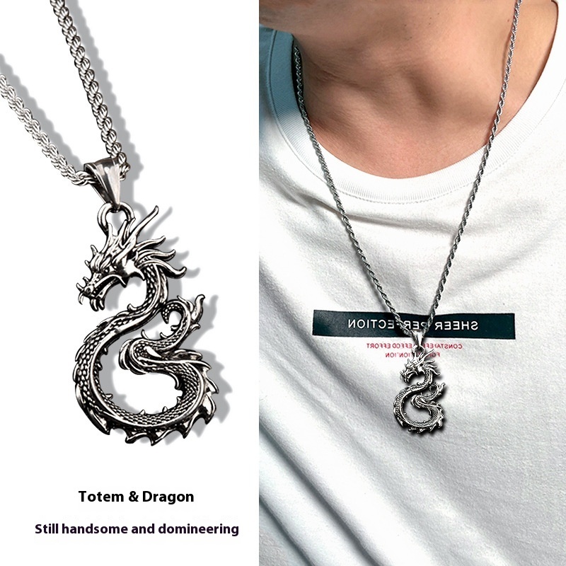 Fashion Jewelry Dragon Sword Pendant Necklace Paved Black Color Jewelry For Men Boy Christmas Gifts - Image 2