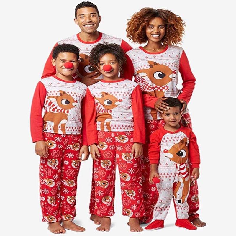 Outfits Christmas Family Matching Pajamas Men Womens Kids Baby Sleepwear Cute Fox Pattern Infant Romper Family Clothes Set - Image 2
